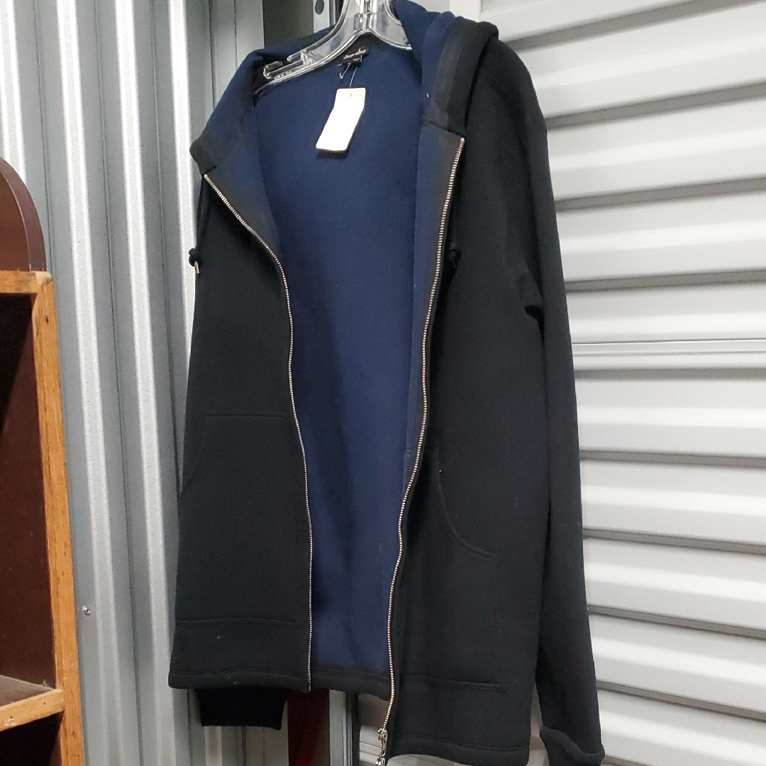 Men's Black And Blue Zipped Hoodie